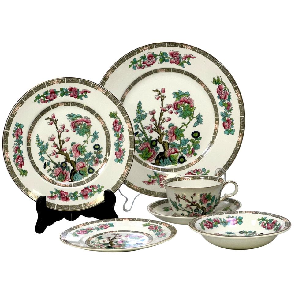 John Maddock & Sons LTD England Indian Tree Vintage 40's 6-PC Place Setting-Rare